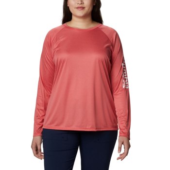 Columbia Tidal Heather Long Sleeve, Sudaderas Rojos Blancos Para Mujer | 024651-DWO